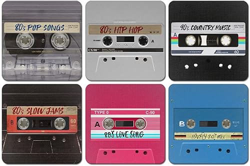 Caribou Coasters, Divertidos posavasos de neopreno de fieltro de tela cuadrada absorbente para bebidas, juego de 6 piezas