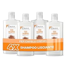 Omia, Fisio Shampoo Eco Bio con Olio di Semi di Lino, Per Capelli Crespi, Lisciante e Disciplinante, Adatto ad un Uso Frequente, Senza Siliconi, Dermatologicamente Testato – 4 Flaconi da 200 ml