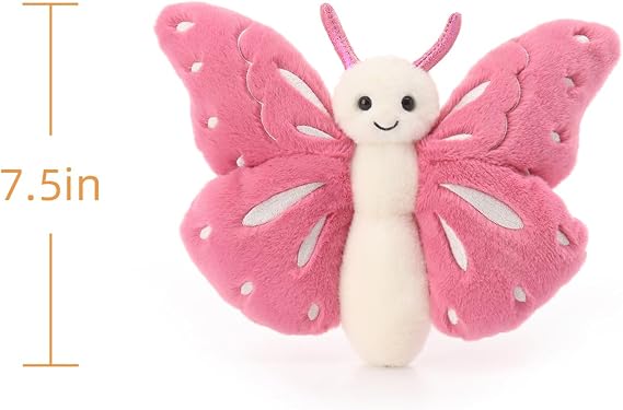 Apricot Lamb Rose Pink Butterfly Stuffed Animals Soft Plush Toys 7.5''