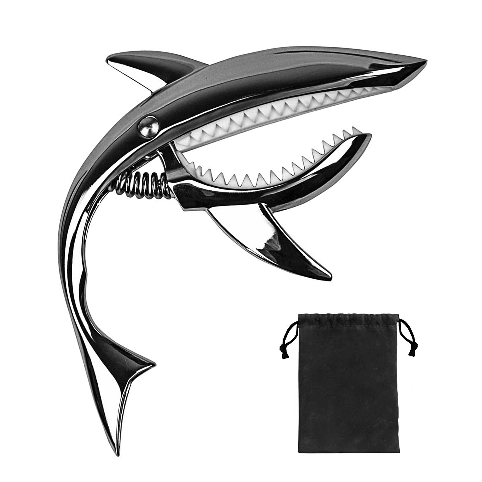 Musiin Shark Guitar Capo - Cool Capo Suitable for Electric Acoustic, Classical Guitars, Ukulele Zinc Alloy Spring Capo (Black)
