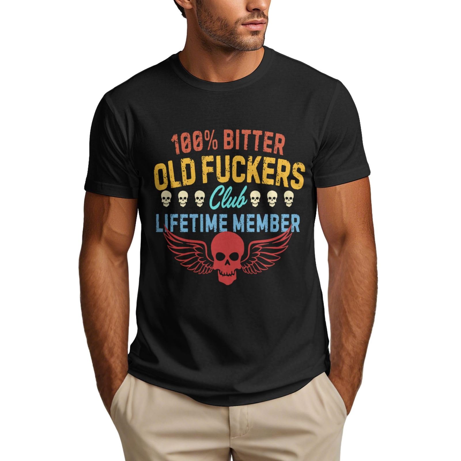 Aceprints Men's As Pic Old Fuckers Club Shirt Vintage 100% Bitter Lifetime Member T-Shirt