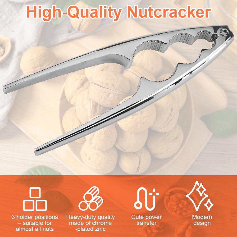 Casse Noix en Acier Inoxydable, Multifonctionnel Casse-Noix avec Poignée Ergonomique, Manuel Casse Noisette en Métal Haute Qualité pour Noix de Grenoble, Amandes, Noisettes, Pistaches, Fruit de Mer