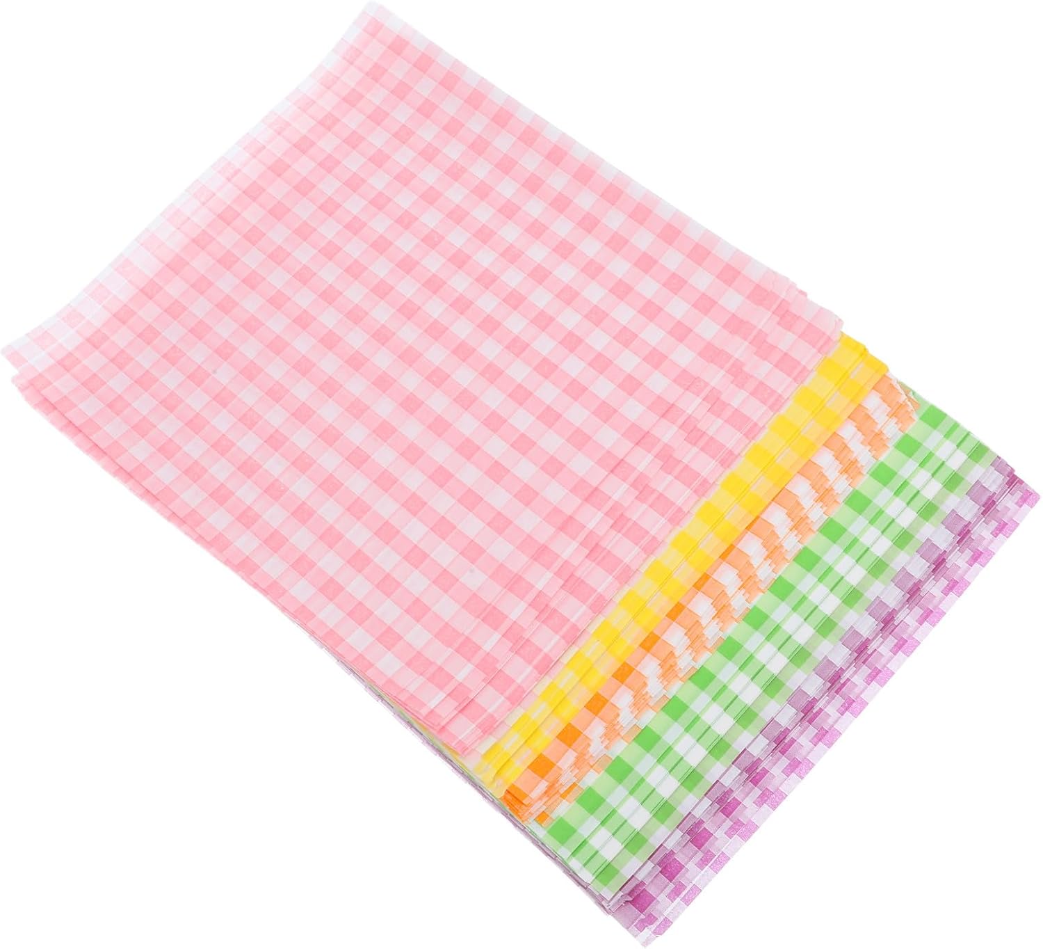 Greaseproof Paper Sheets Baking Liners 100pcs Checkered and Fruit Patterns, Nonstick and Versatile Use Colorful and Elegant for Professional Pastry Shops and Picnic Basket Lining