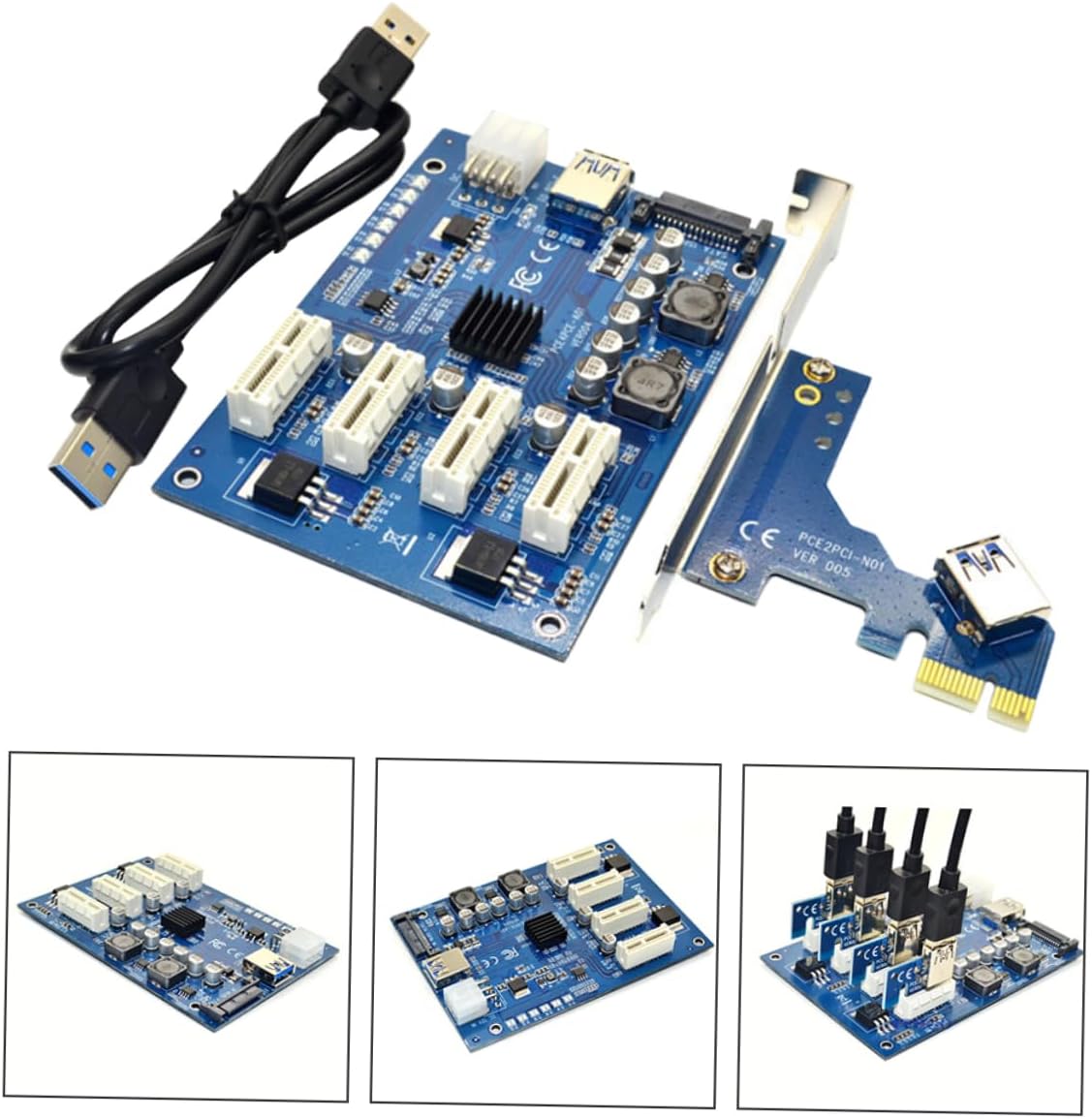 TEHAUX Pci-e to Pci-e Adapter Card Expansion Card with Ports USB Connectivity Solves Port Limitations for Mining