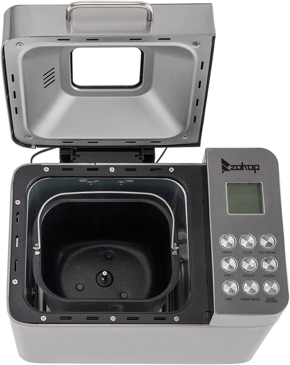 Intern view of ZOKOP BM8205 Bread Machine with bread pan