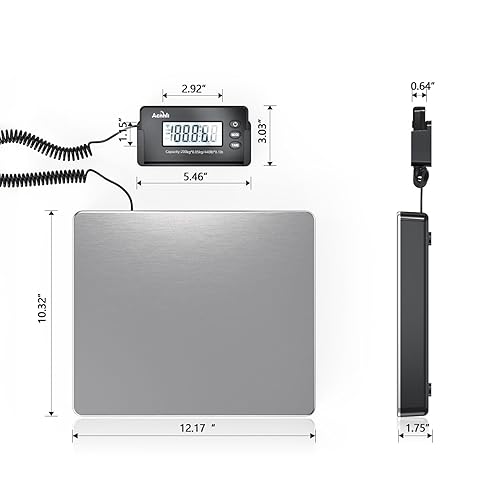 Miniatura 2 de ACNHLI Báscula de envío de 440 libras, pantalla oculta de alta precisión, báscula de pesaje multifunción portátil para almacénhogaroficinaempresa de