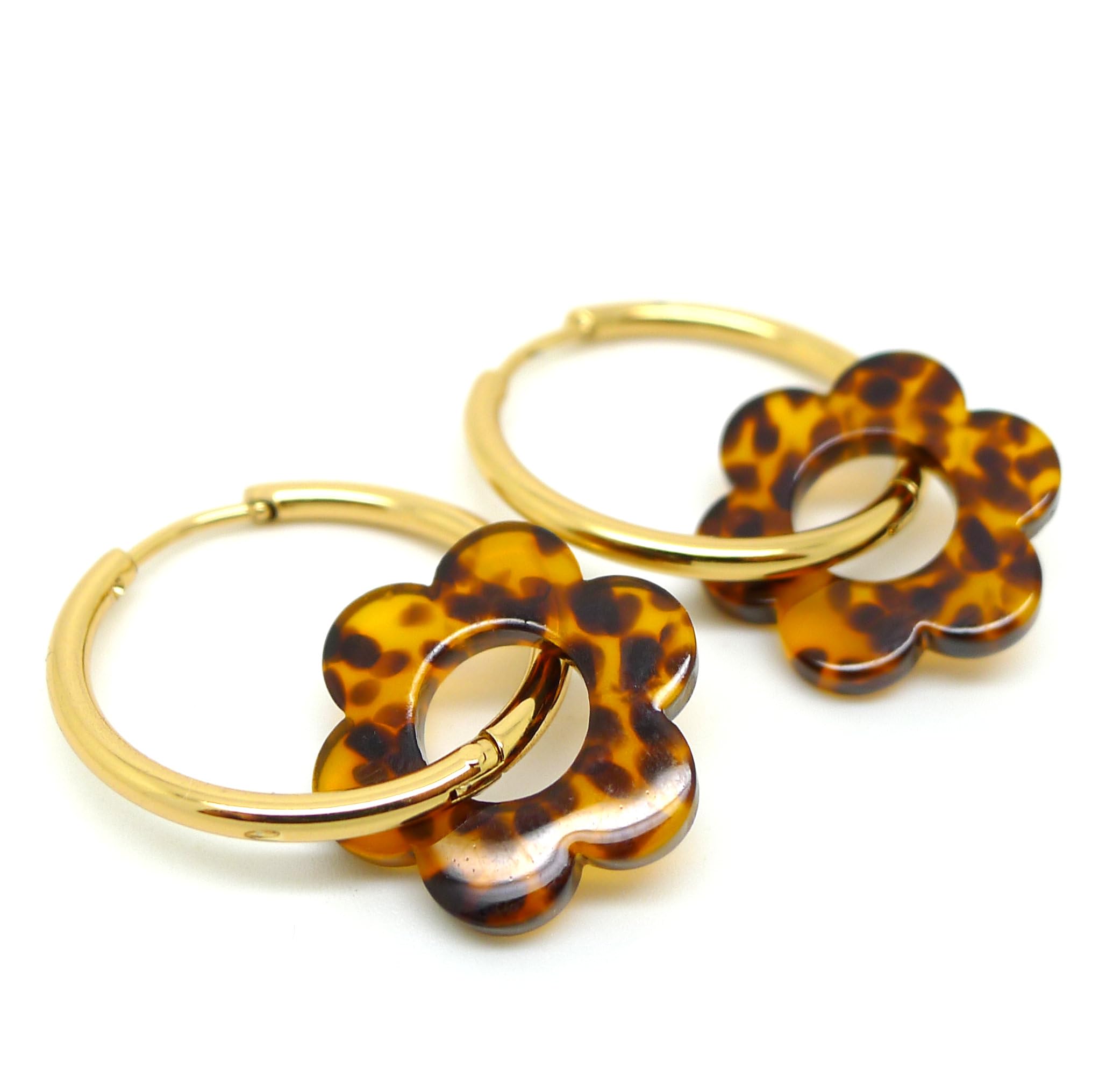 Boucles d'oreilles Créoles à Fleurs Léopard - Bijoux tendance