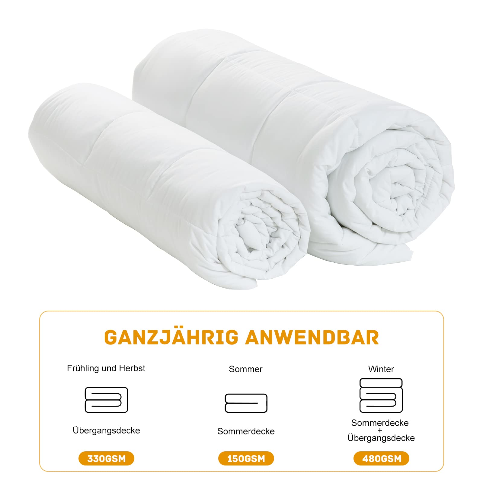 Piumone 4 Stagioni 135x200 Cm - 3 In 1 Estivo/Invernale - 300+150 GSM - Con Bottoni - Foto 3