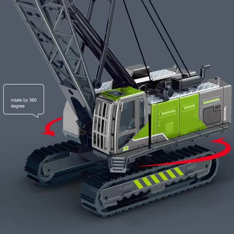 Image of Friction Powered Long Crane Toy for Kids Boys Die Cast Alloy Model Tower Crane Crawler Car Engineering Excavator Construction Truck Toys Pull Back Vehicle Gift (Multicolor)
