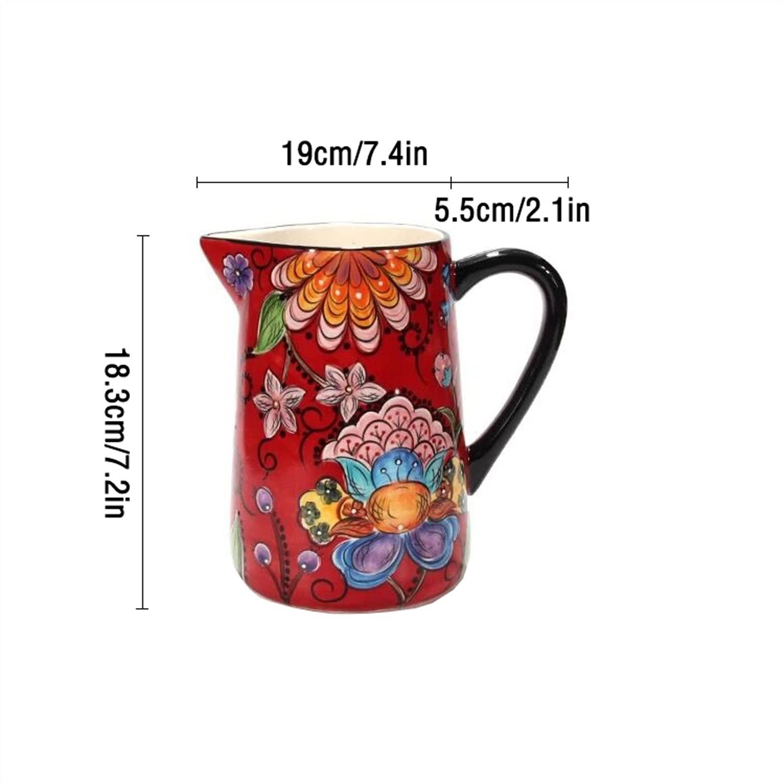 Jarra Agua Fria Jarras de cerámica Coloridas con Asas y cochecitos Tetera Creativa de Jarra Multifuncional para Jugo, té fragante, Bebidas Calientes y frías Jarra Agua Detox Frutas