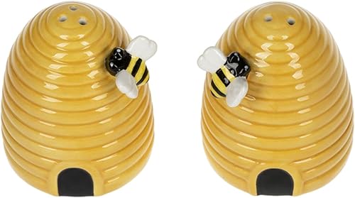 Miniatura 2 de Ganz MG178280 Bee Skep - Salero y pimentero (2 unidades), color amarillo