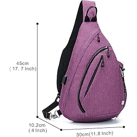 TurnWay Water-Proof Sling bag/Crossbody Backpack/Shoulder Bag with USB Charging Port for Travel, Hiking, Cycling, Camping (Purple)