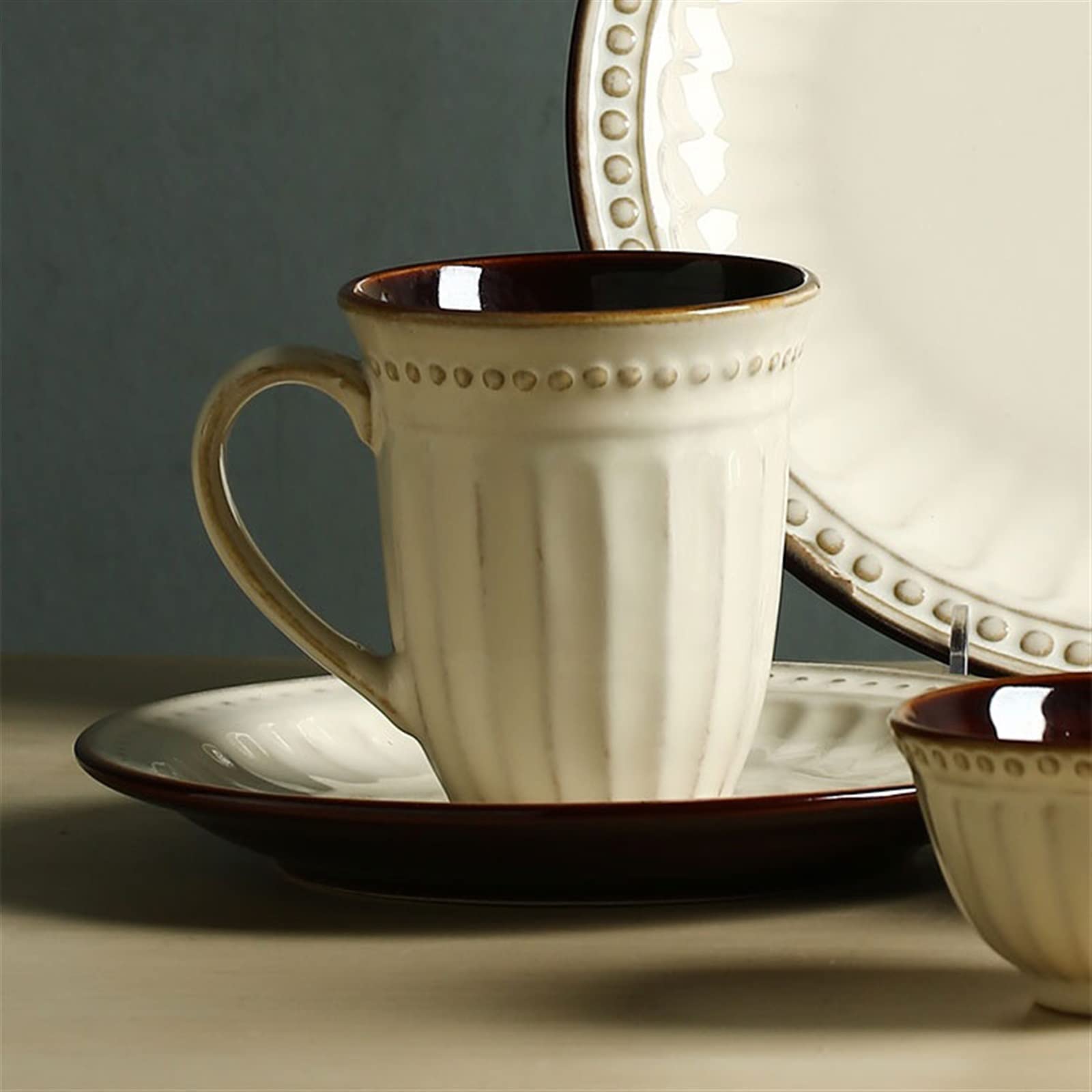 Ceramiczny kubek do kawy 380ML europejski kubek w stylu Retro płatki śniadaniowe kubek gospodarstwa domowego para ceramiczny kubek do kawy