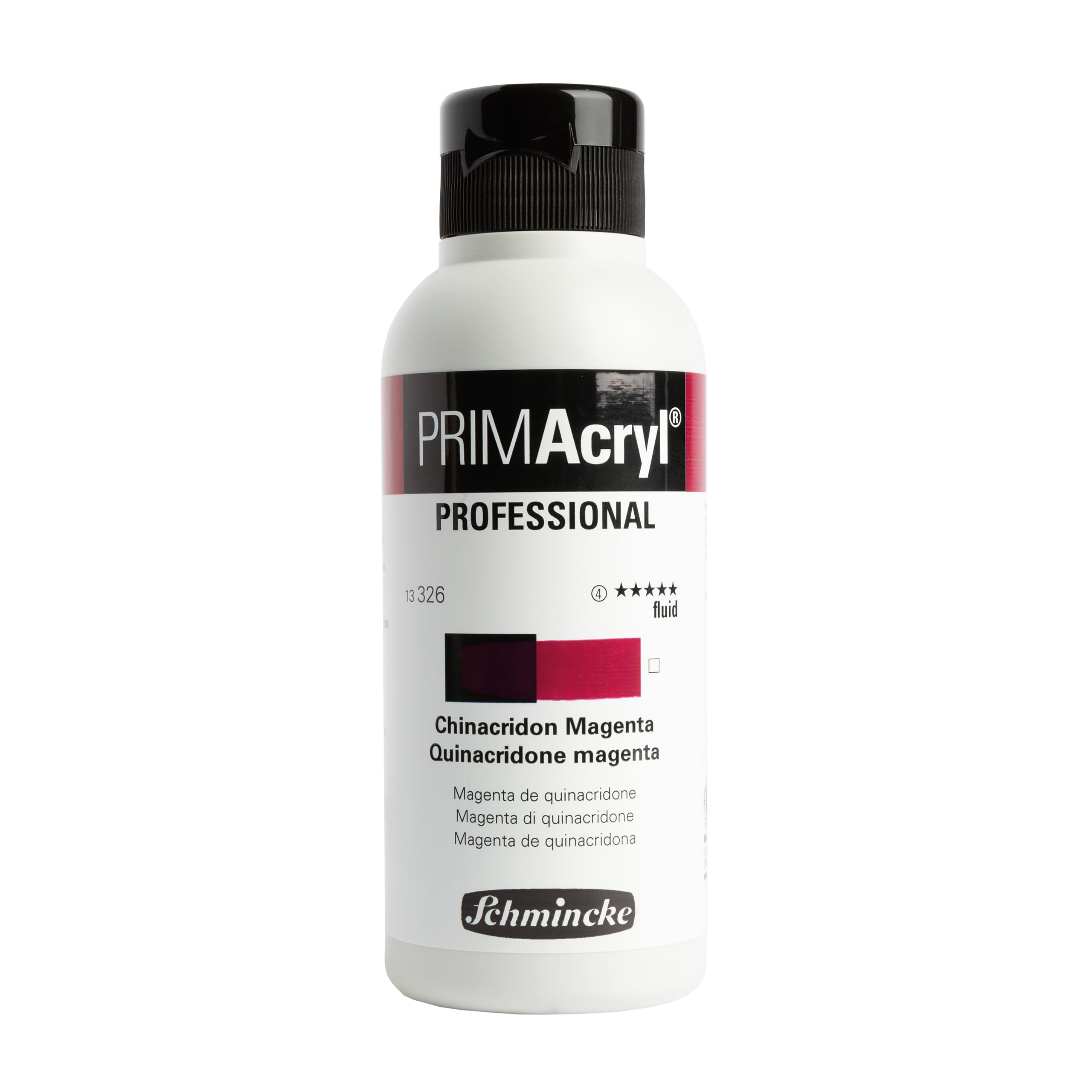 Schmincke - PRIMAcryl® Professional feinste brillante Acrylfarbe, Chinacridon Magenta fluid, 250 ml Tube, 13 326 027, Premiumacrylfarbe, Acrylmalerei, Profi-Qualität
