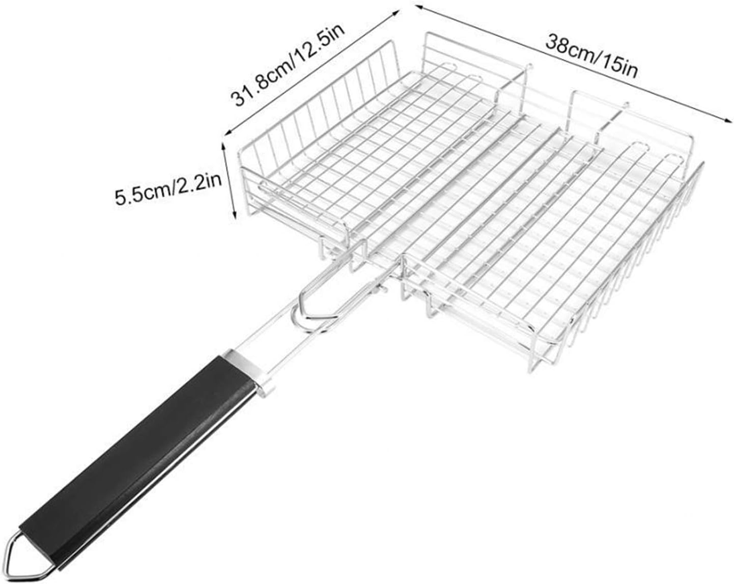 BBQ Net Square Grilled Fish Chicken Net Clip Hand Held Grill Mesh Wire Clamp BBQ (Color : Silver) (Silver) image 4