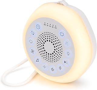 White Noise Machine mit Nachtlicht, Weißes Rauschen Baby | 27 Sounds, 8 Lichteffekte, Kindersicherung, 4 Timer Stufen, Lautstärkeregelung, 1000mAh Akku Geschenk für Kinder, Erwachsene