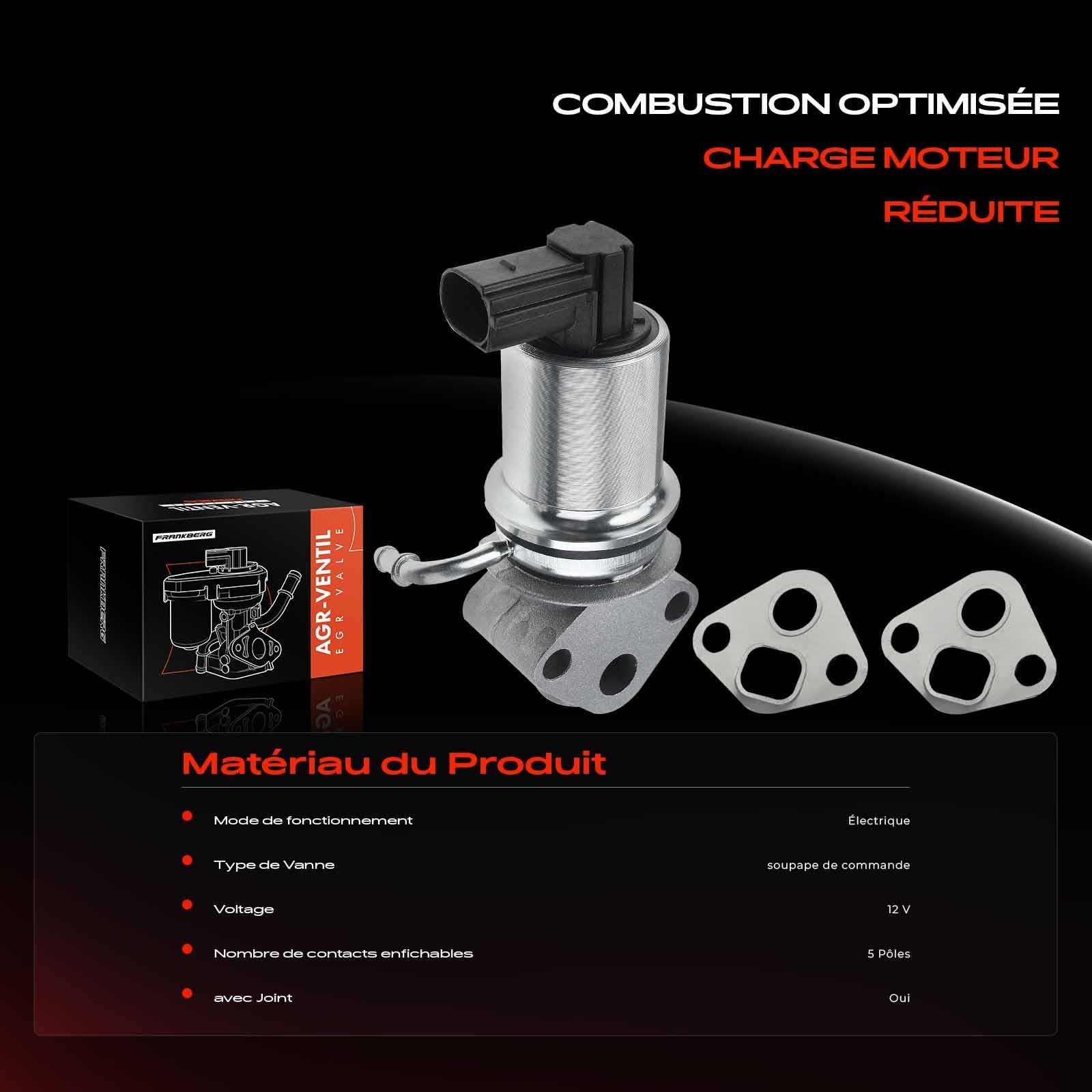 Frankberg Vanne EGR 5 broches 036131503R | Compatible avec: Golf IV Variant 1J5, Golf Plus 521 5M1, O.c.t.a.v.i.a II 1Z3, C.a.d.d.y II MPV 9K9B