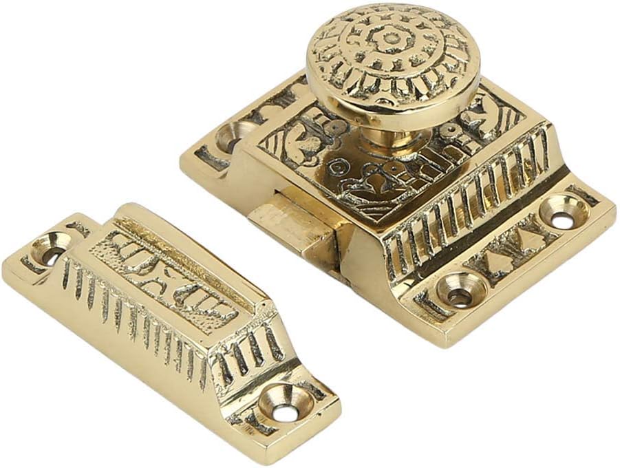 A29 Solid Brass Cabinet Latch, Latch for Cabinet Closet Kitchen Door Windsor Design, Handmade Polished Lacquered Finish, Antique Latch