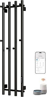 ENZE Smart Heated Towel Rack,30.8"x47.24" Black,Wall Mounted, Vertical