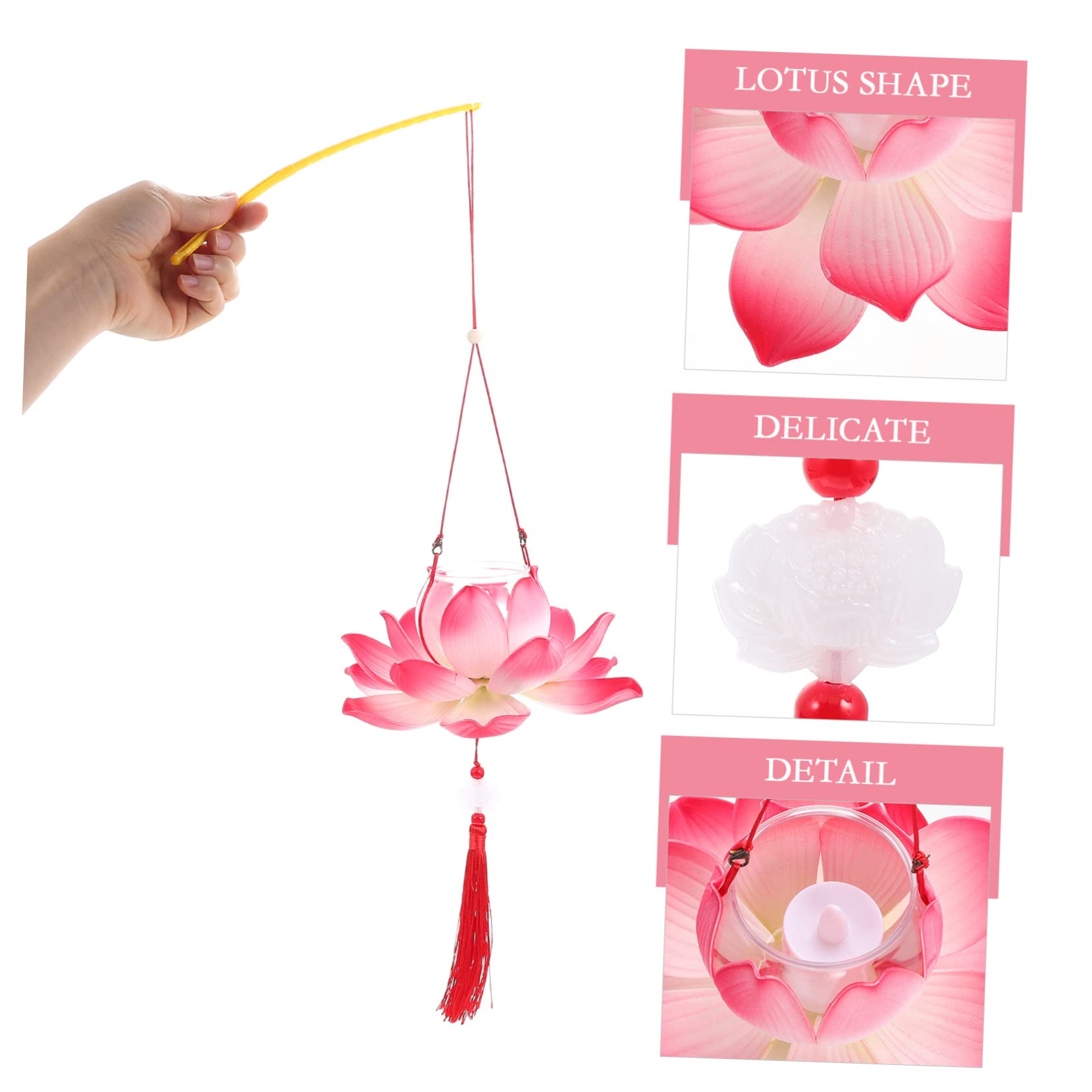 SUPVOX Kit Materiali Per Lanterna A Forma Di Fiore Di Loto – Fai Da Te Per Festival, Matrimoni E Decorazioni – Con Nappe E Luci - 2