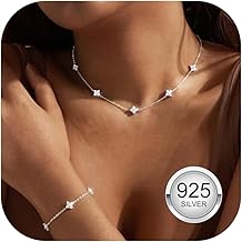 Diamday 925 Sterling Silver Necklace for Women Silver Gold Jewelry Set Adjustable Choker Necklace Bracelet for Women Dainty Cubic Zirconia Costume Jewelry Wedding Brides Women's Jewelry Sets