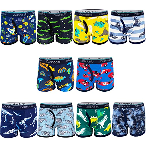 zebricolo 10er-Pack Unterhosen Jungen Boxershorts Jungen 100% Baumwolle...