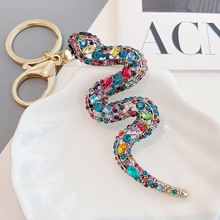 ARFUKA Schlüsselanhänger Schlange Anhänger Autoschlüsselanhänger Kristall Strass Taschenanhänger Keychain für Valentinstag Geburtstag Weihnachten Feiertag