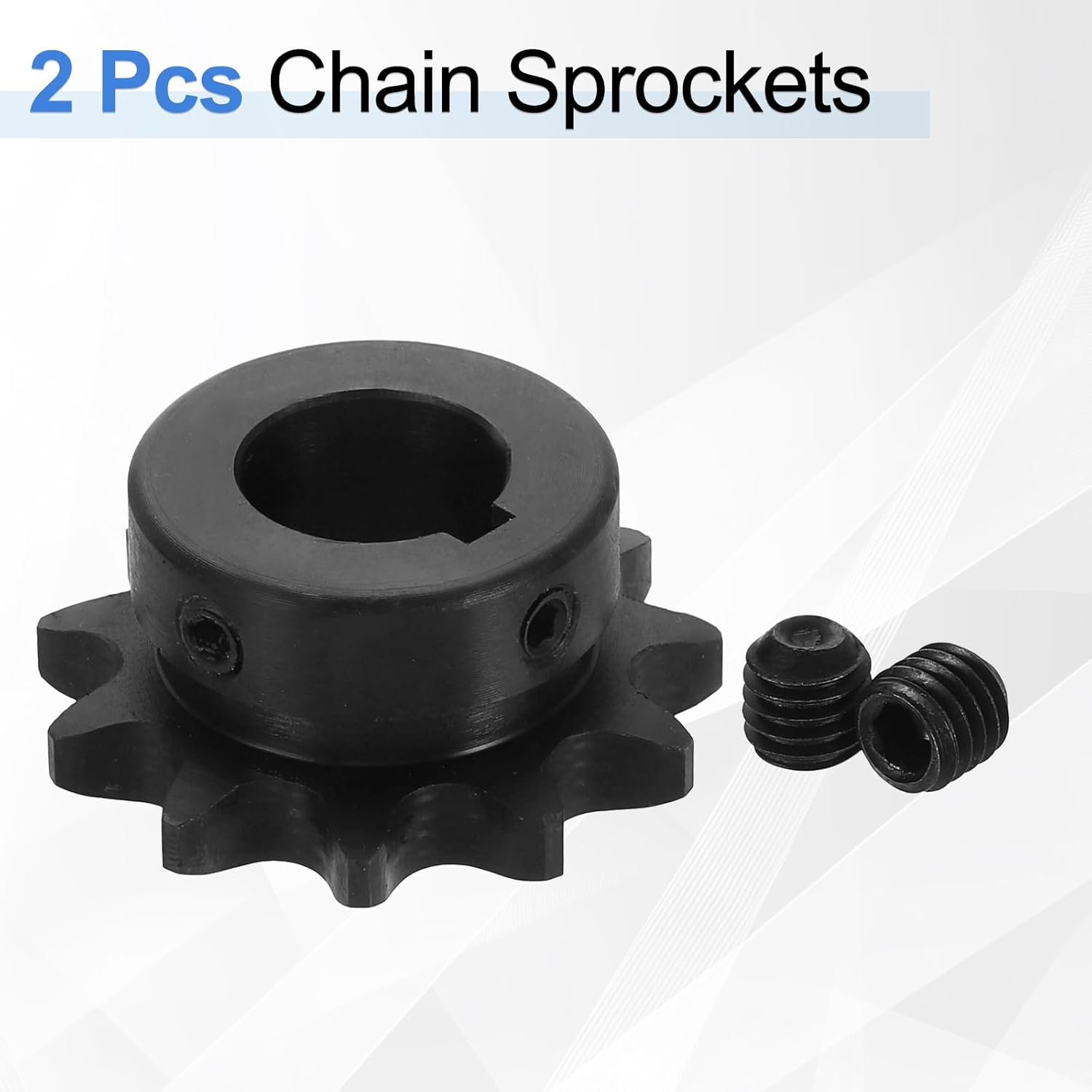 uxcell 2 Pcs #40 Chain Roller Sprocket 3/4" Bore, 11 Tooth C45 Carbon Steel ANSI #40 Roller Sprocket Round Hole with Set Screws for ISO 08A Chain