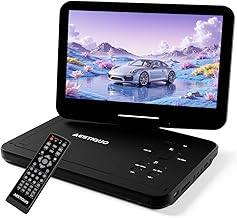 【2025年新機種】AESTIQUO ポータブルDVDプレーヤー 12.5型 dvdプレーヤー 10.5インチ液晶 5時間連続再生 リージョンフリー CPRM対応 レジューム機能 cdプレーヤー 270度画面回転 TV同期可能 SDカード/USBに対応 操作簡単 軽量 持ち運び 旅行/車内/病院 ブルーレイ非対応