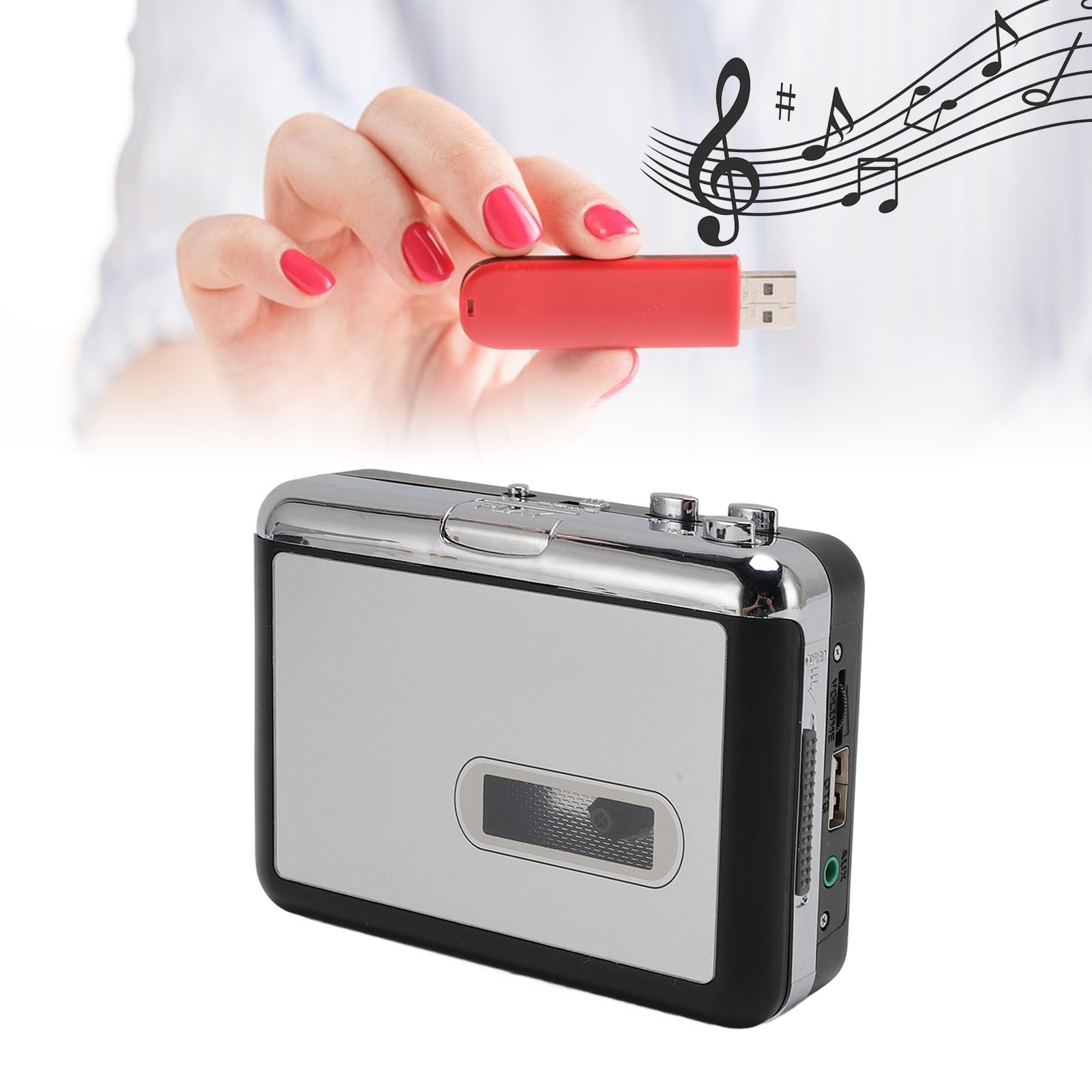Przenośny Konwerter Magnetofonów Kasetowych, Kaseta z Dźwiękiem Stereo HiFi na MP3 za Pośrednictwem Karty SD, Wbudowany Mikrofon i Głośnik Odtwarzacz Kasetowy do Domowych
