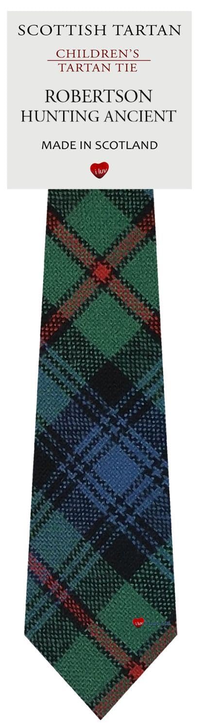 I LUV LTD Boys All Wool Tie Woven And Made in Scotland in Robertson Hunting Ancient Tartan