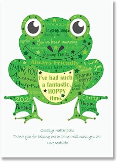 A gorgeous Personalised thank you Frog for a nursery, teacher, childminder etc print to say thank you to a Teacher or School, Present Gift Thank Leaving Quote
