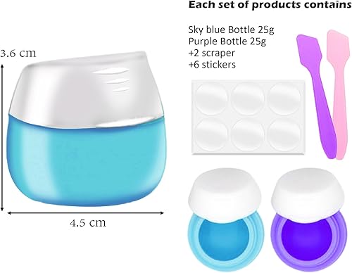Miniatura 9 de Hession 2 recipientes de viaje, organizador de maquillaje, tarros de crema de silicona, a prueba de fugas, tarros aprobados por la TSA para loción
