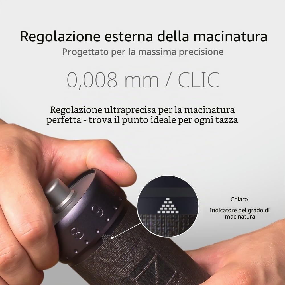 1Zpresso J-Ultra - Macinacaffè manuale in ferro, grigio conico, manico pieghevole, tazza con chiusura magnetica da 40 g, regolazione numerica fine, efficienza di macinazione più veloce, ideale per