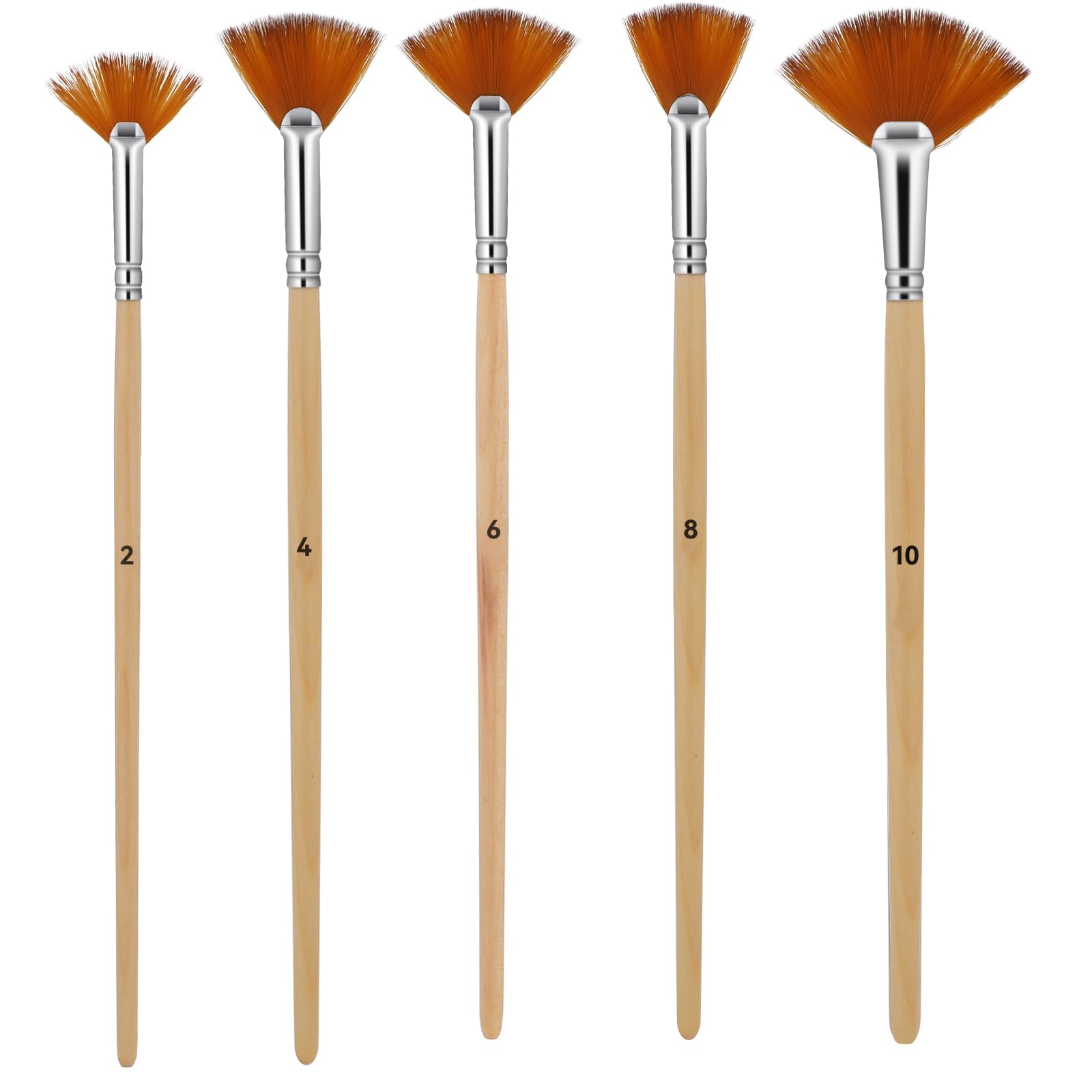 Giantree Juego de 5 pinceles de pintura de abanico, pinceles de pintura acrílica al óleo, mango de madera, pelo de nailon, pincel de acuarela para pintura acrílica, pintura al óleo, acuarela,