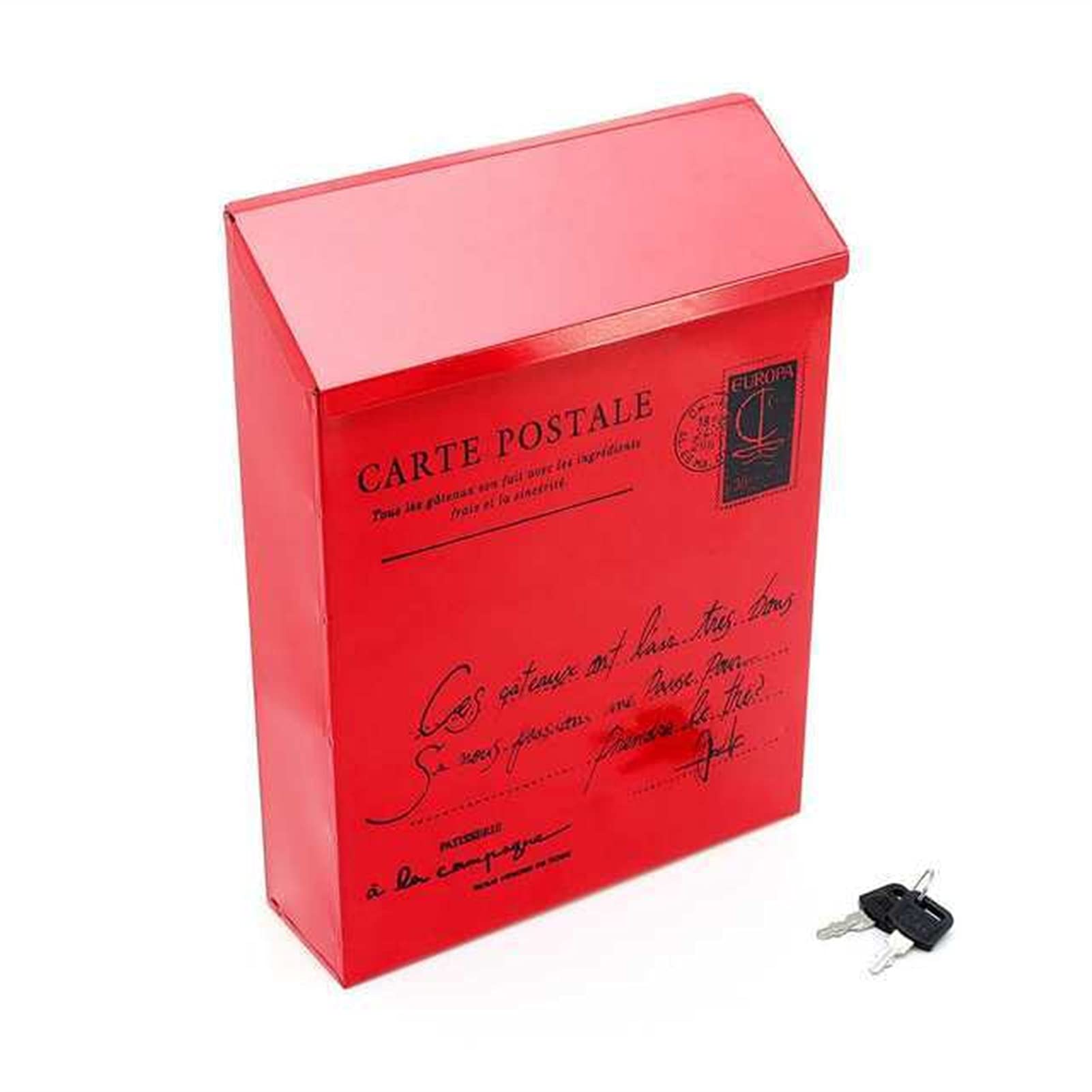 LIUYI Waterproof Outdoor Metal Post Box Letter Mailbox Wall Mounted Lockable 2 Keys Mail Box (Color : Red)-image-4