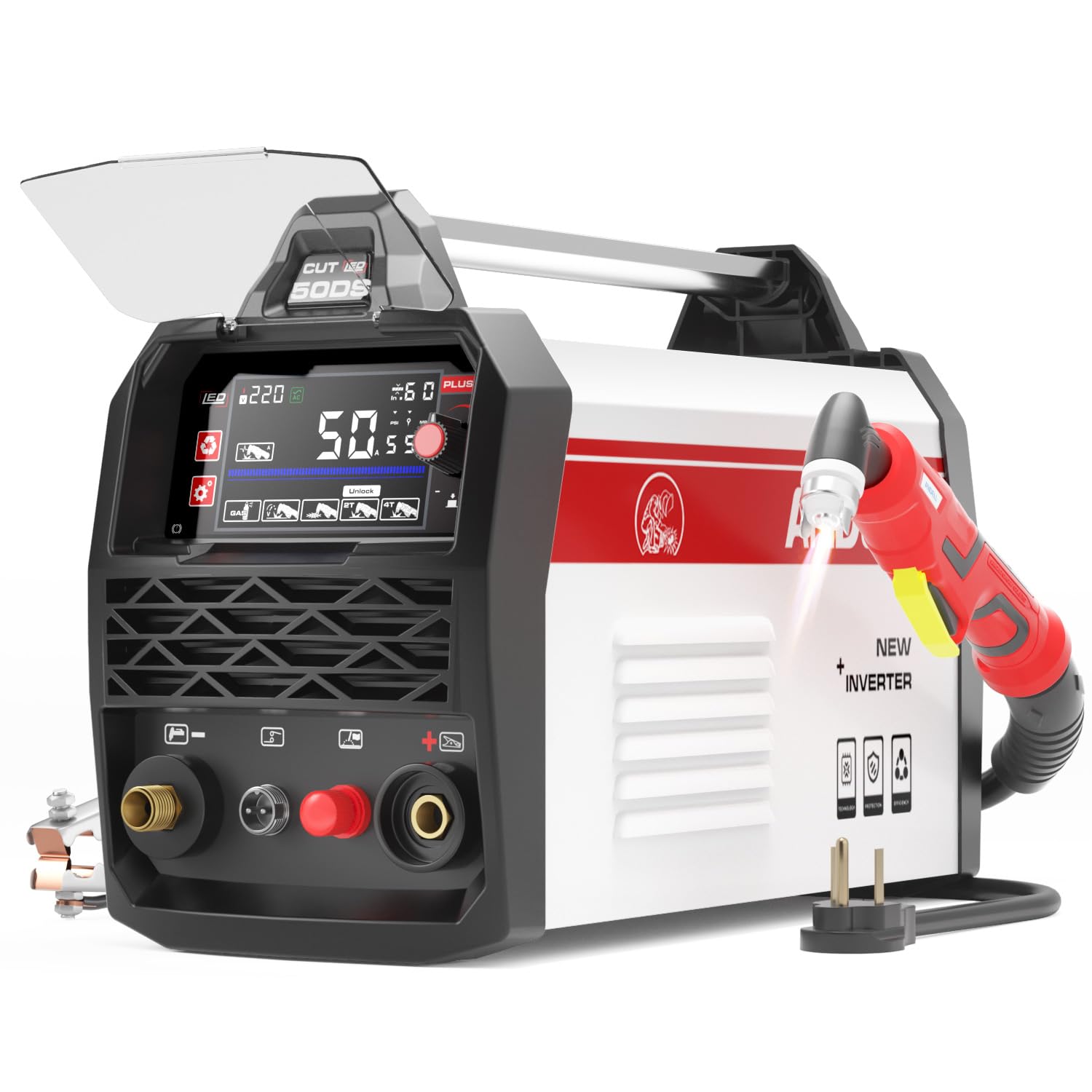 Photo 1 of ANDELI Plasma Cutter, Non-Touch Pilot Arc 50A Plasma Cutting Machine,4.05'' Larger LED Display,5/8" Clean Cut, Post Flow Mesh,Plate Cutting/Grid Cutting/Marking 110/220V,2T/4T for Beginners DIY