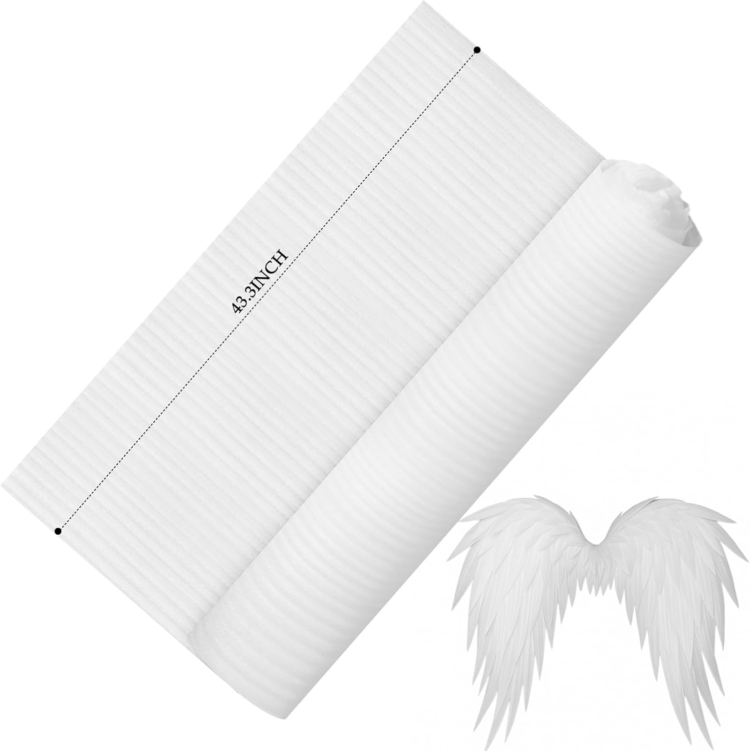 Pangda Long 43" x 197" PE Foam Roll for DIY Angel Wings Wrap 1/12" Thick White Cushioning Moving Supplies for Craft Projects Shipping Storing Packing Furniture Protection