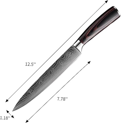Miniatura 7 de KEPEAK Cuchillo de chef de 8 pulgadas para tallar, rebanar y cortar, cuchillos de sushi Sashimi de cocina de acero inoxidable de alto carbono, con
