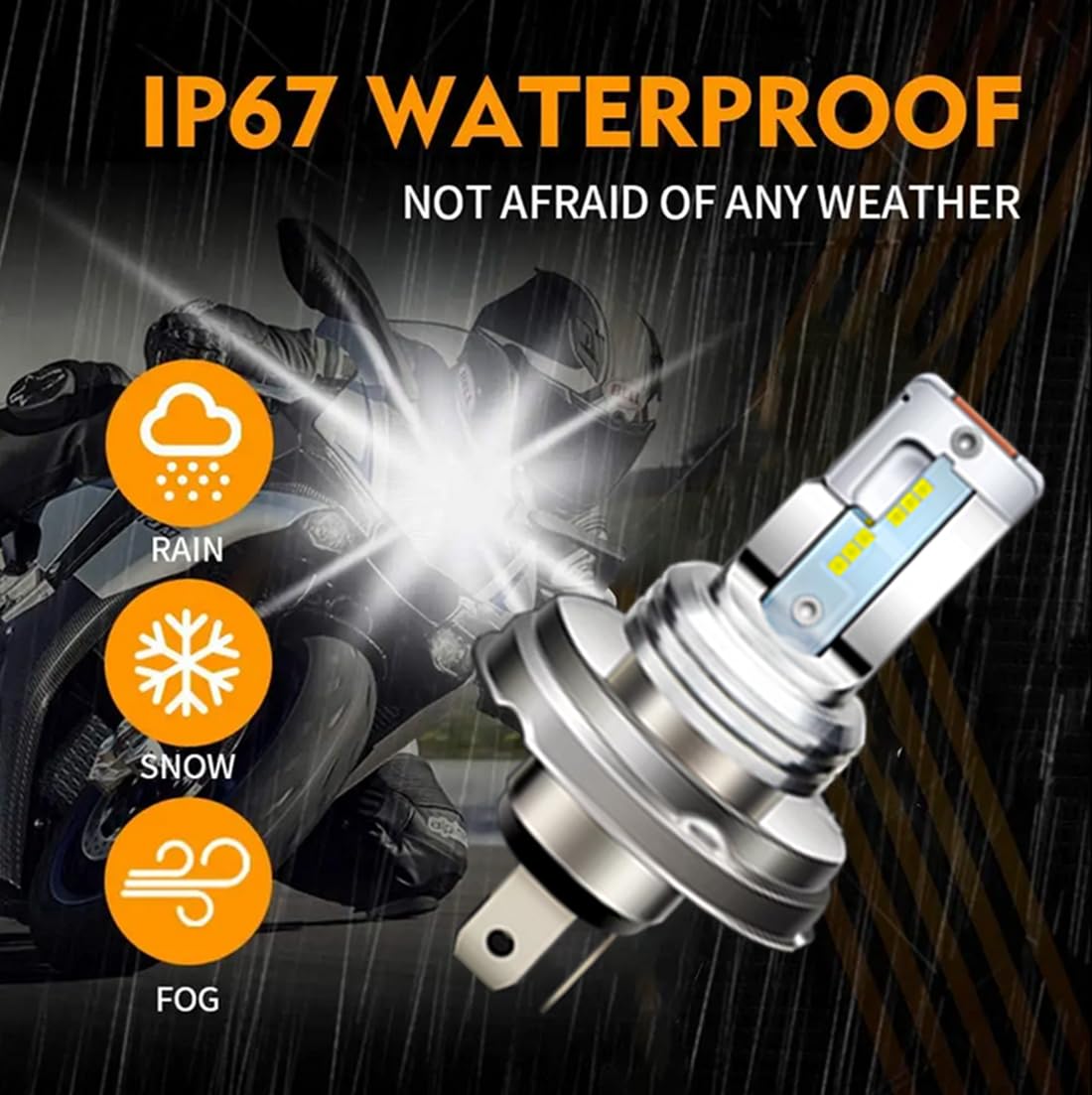 SageSunny Lampadina LED P45T H5 r2 LED DC 9-85v 15W 1800lm anabbaglianti e abbaglianti 6000k bianco per illuminazione moto, quad, plug&play Pacco da 1 Pezzi - Garanzia 18 mesi