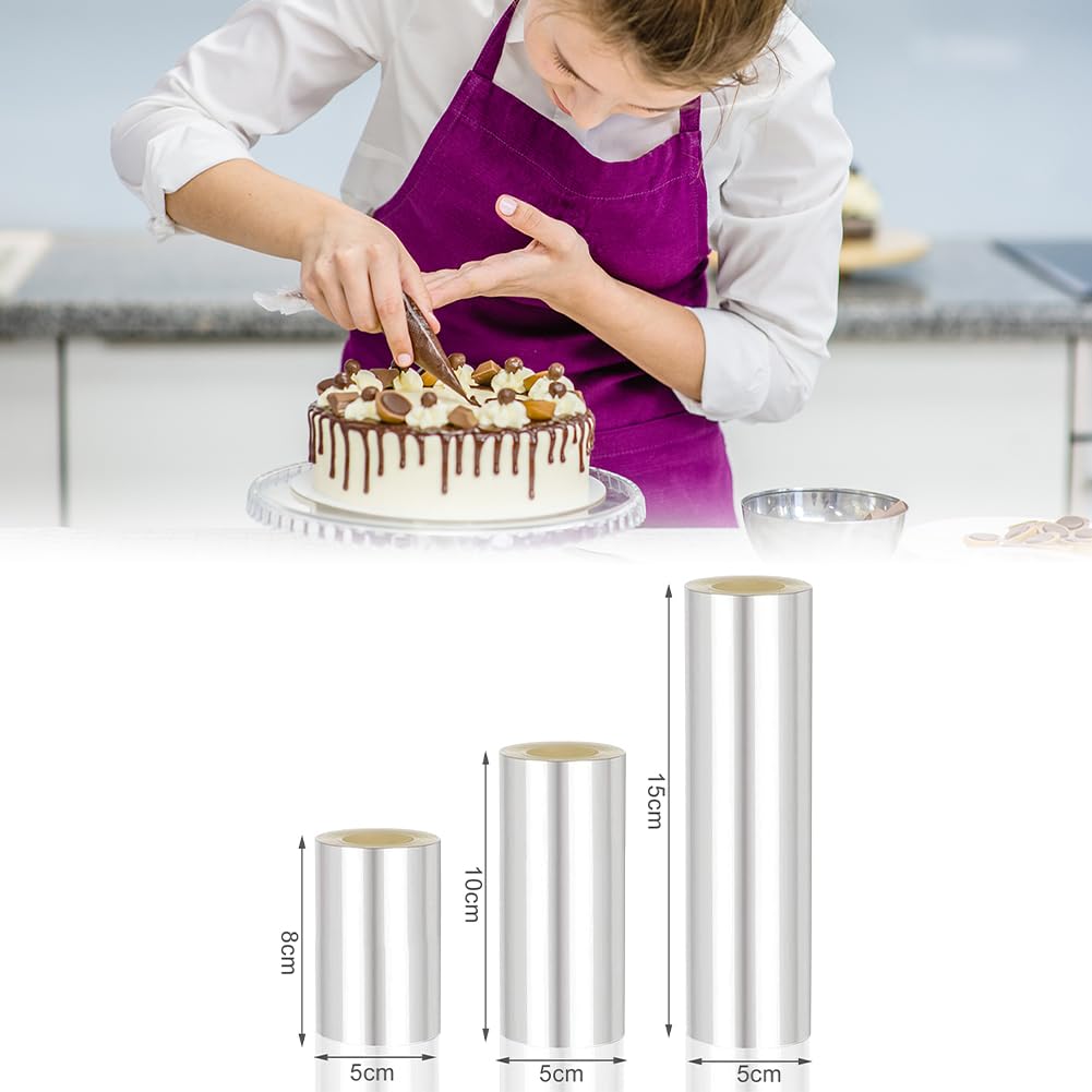 Rotoli Di Acetato Per Torte - 3 Pezzi (8cm, 10cm, 15cm) - Per Mousse, Cioccolato E Decorazioni - Foto 2