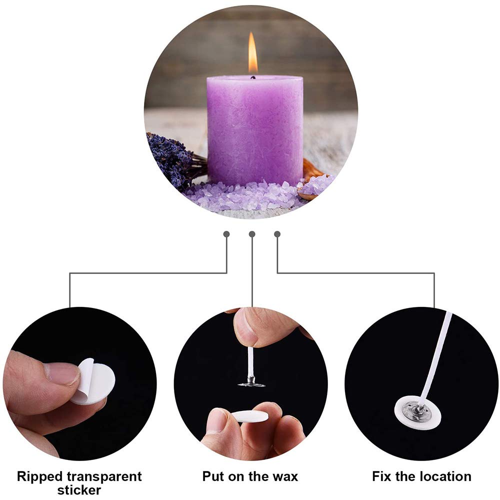 400 Pezzi Adesivi per Stoppini, Adesivi Candela Stoppini, Adesivi Stoppini Candela, Materiale Spugna Resistenza Calore Adesivi Candele Doppia Faccia per Fai-Da-Te, Fabbricazione Candele (Bianco