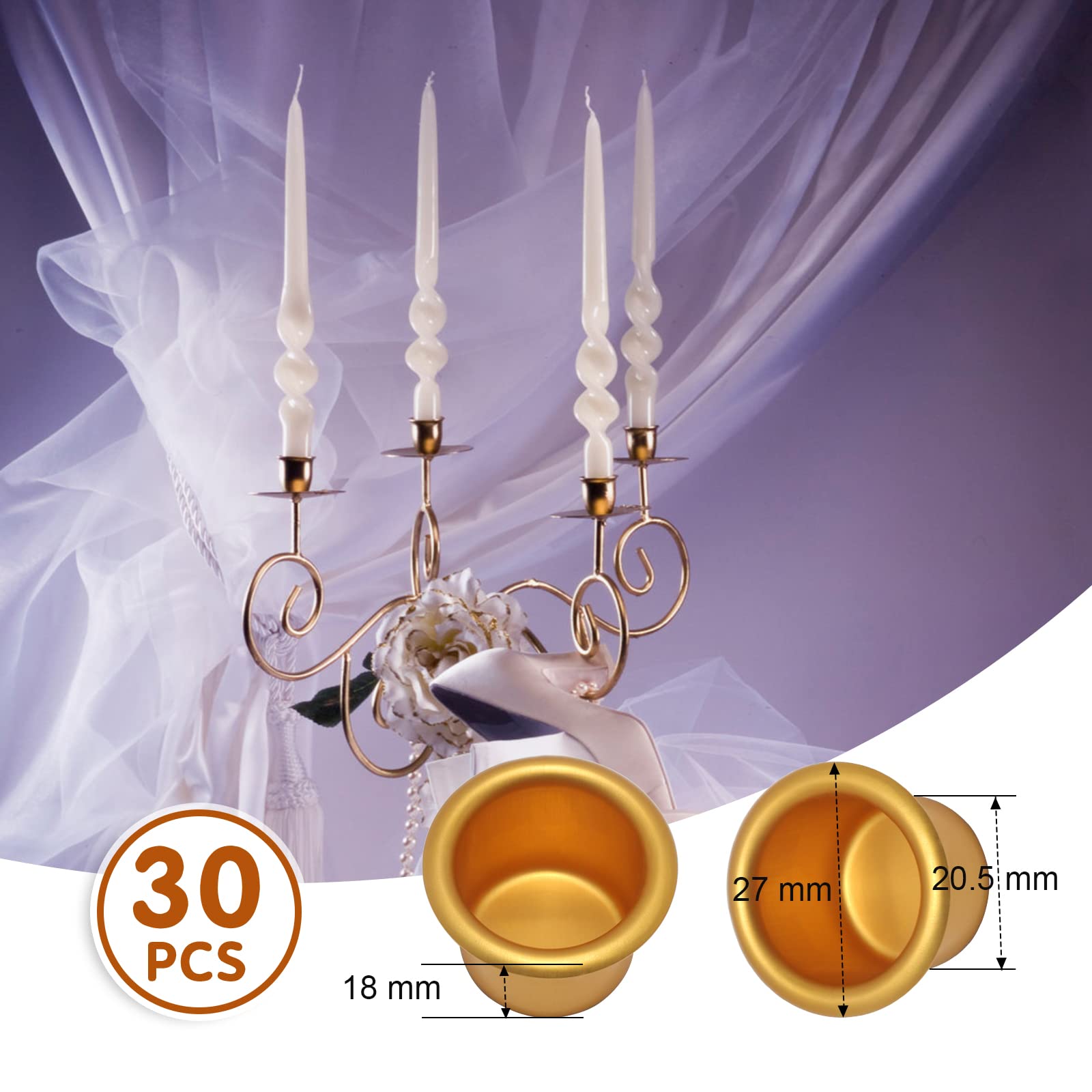 30 Pièces Mini Bougeoir,Bougeoir En Métal,Bougeoir En Métal Petit,Support De Bougies,Chandelier Petit,Bougeoir De Décoration De Table De Noël (30PCS