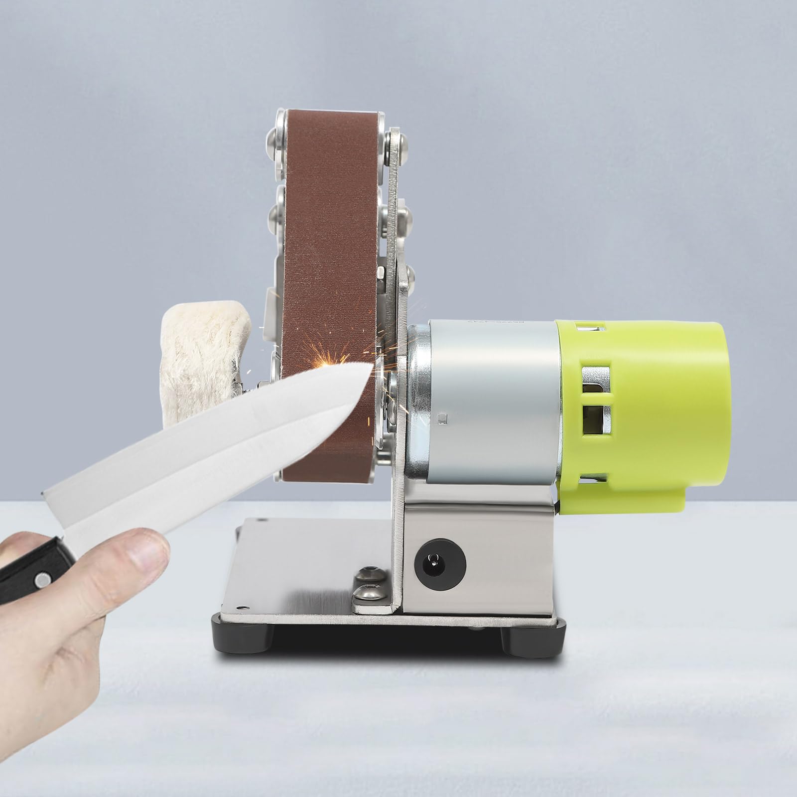 Lijadora de cinta en miniatura para pulidora, pulidora, disco giratorio, lijadora, mesa ajustable, velocidad variable, procesamiento de metales, joyería de vidrio cereámico
