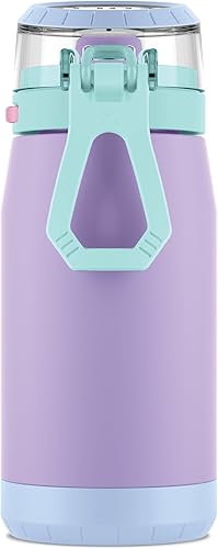 Miniatura 3 de Zulu Kids Flex - Botella de agua con boquilla de silicona, tapa abatible a prueba de fugas y lazo de transporte suave al tacto para mochila escolar,