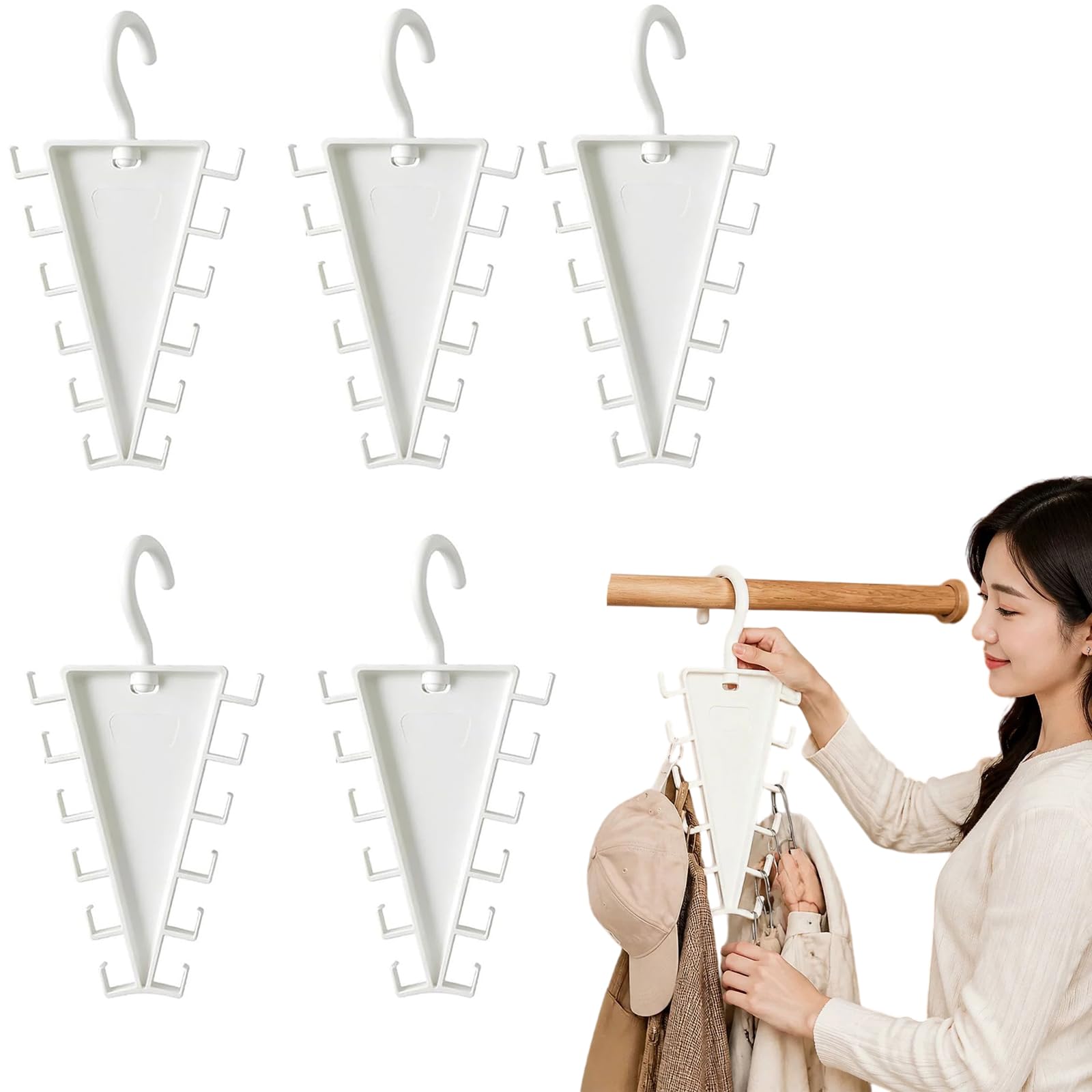 V Shape Double-Sided Closet Organizer Hanger, Space Saving Magic Wardrobe Rack for Closet Storage & Display,360° Swivel Multi Port Closet Hanger Rack,Multi-Purpose Hook,for Space Maximisation (5pcs)