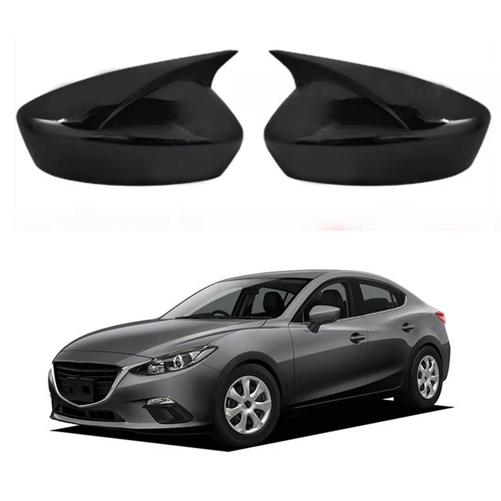 PAPEP Door Mirror Cover Caps for Mazda Axela 2014-2019, Left Right Side Wing Rearview Mirror Cover Lid 2 Pieces Exterior Styling Accessory,Glossy black