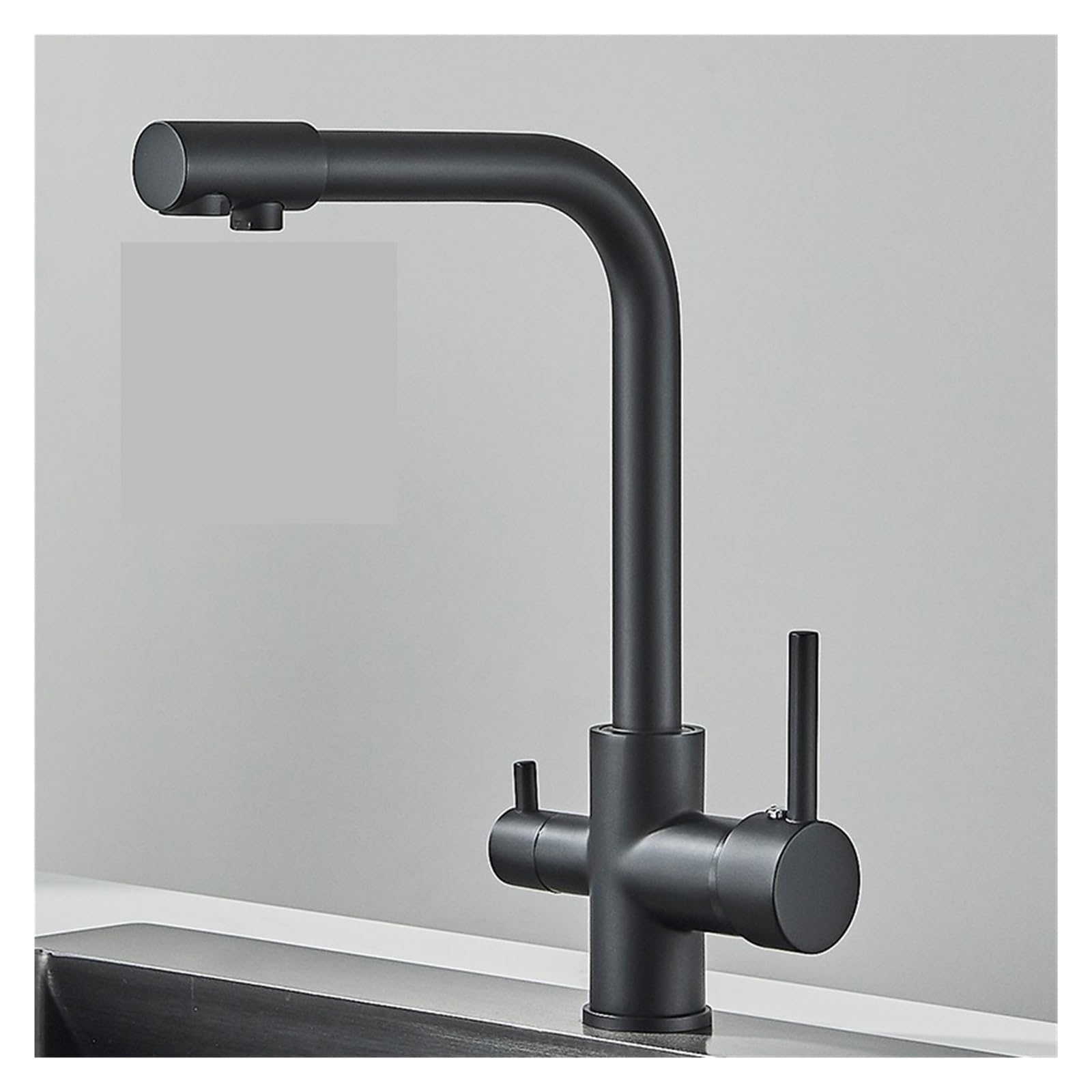 FCXWEVR Chrome Black Grey Water Filter Kitchen Faucet Mixer - Hot & Cold Drinking Water Tap - Stylish Sink Tap with Advanced Filtration System for Clean Safe Drinking Water