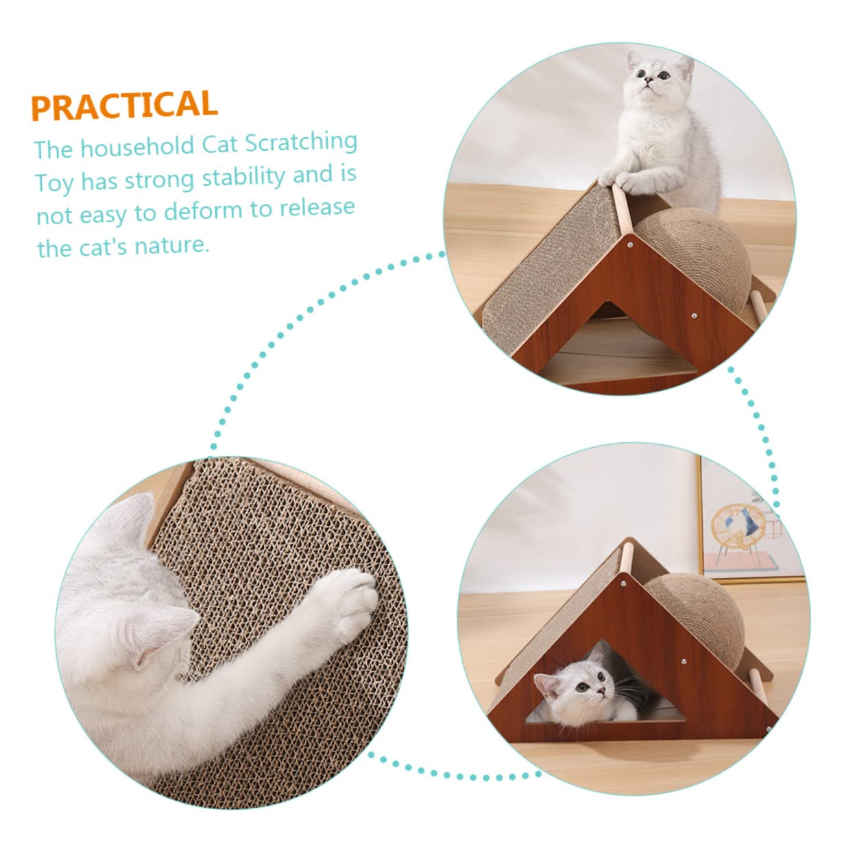 TOYANDONA Rascador De Suelo para Gatos Tabla Rascadora Triangular Juguete para Rascar Gatos Rascador para Gatitos Casa
