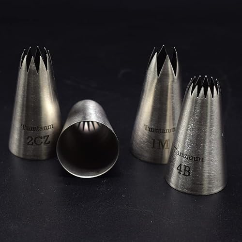 Miniatura 3 de Tumtanm Boquillas grandes para tuberías, 4 piezas #2CZ #D66#4B #1M de acero inoxidable sin costuras para glaseado para cupcakes y hornear